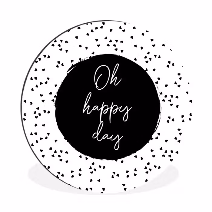 Quotes - Tekst - Oh happy day - Geluk Wandcirkel aluminium klein -3d