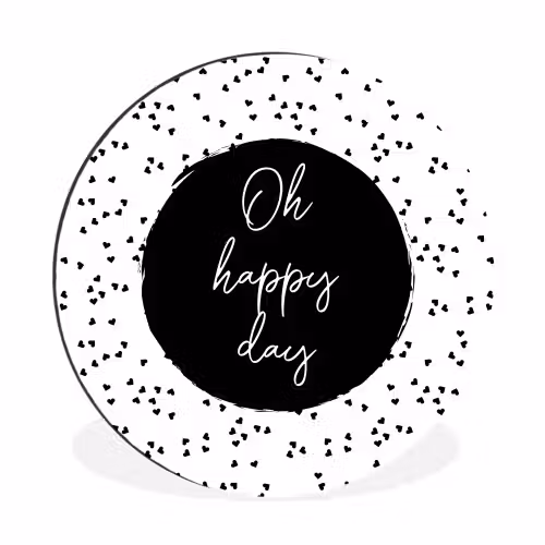 Quotes - Tekst - Oh happy day - Geluk Wandcirkel aluminium klein -3d