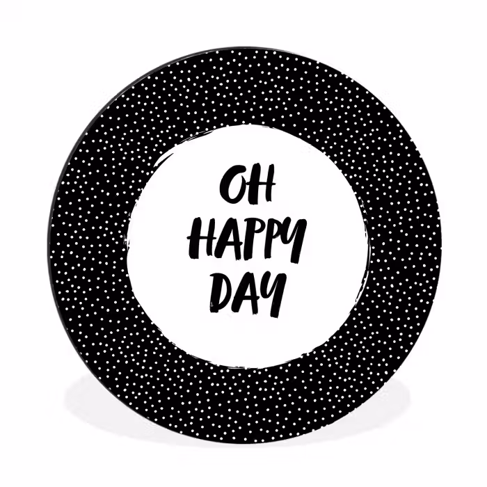Quotes - Tekst - Oh happy day - Geluk Wandcirkel aluminium klein -3d