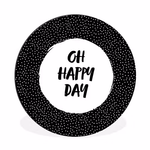 Quotes - Tekst - Oh happy day - Geluk Wandcirkel aluminium klein -3d