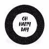 Quotes - Tekst - Oh happy day - Geluk Wandcirkel aluminium klein -3d