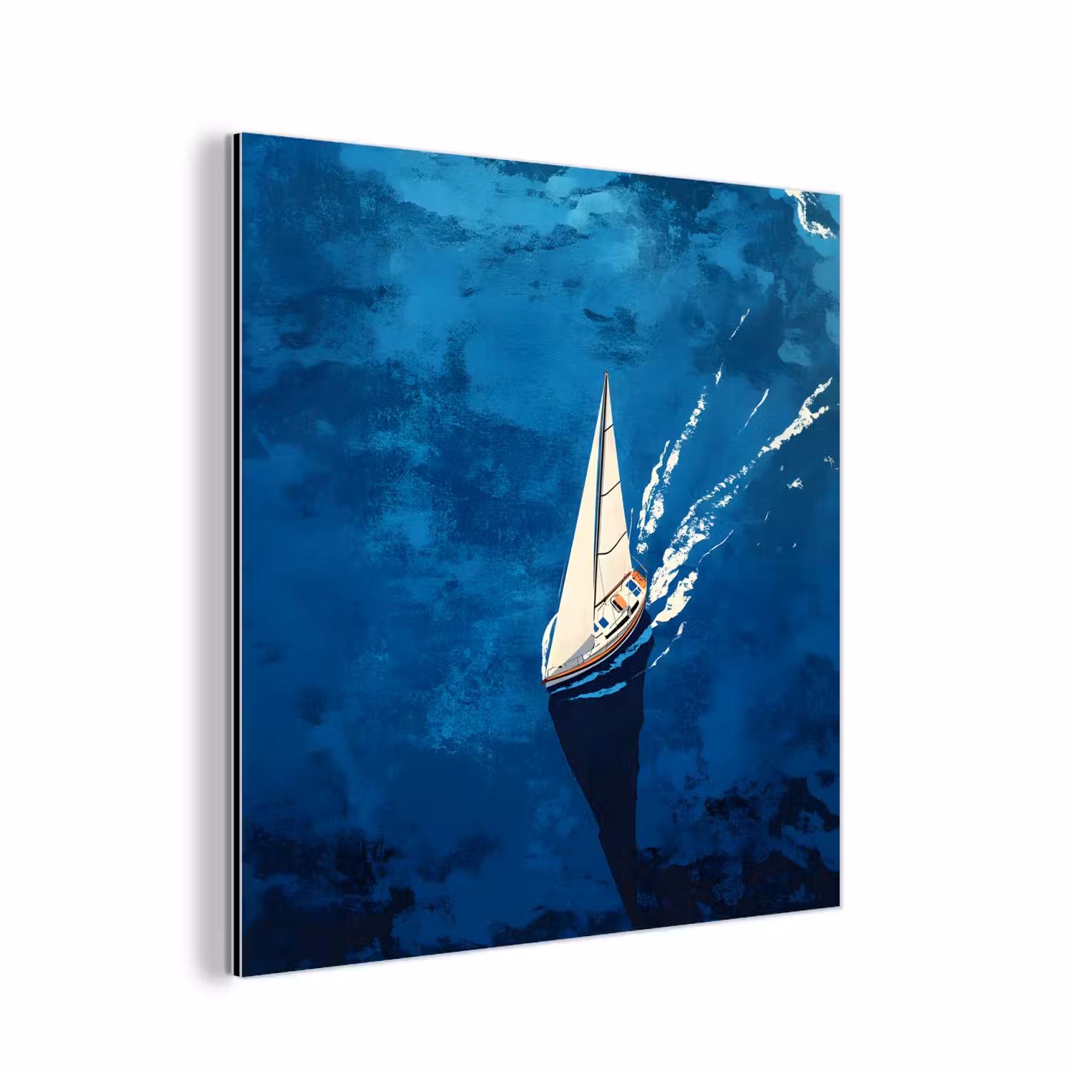 Alu-Dibond-Bild - Segelboot - Wasser - Abstrakt - Schatten