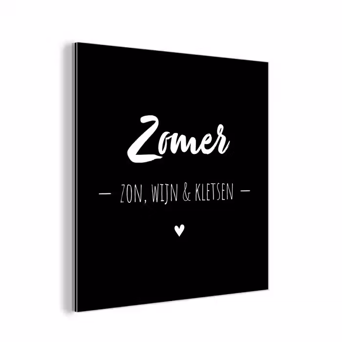 Zomer, zon, wijn & kletsen - Tekst - Zomer - Wijn - Quotes aluminium wit klein -3d