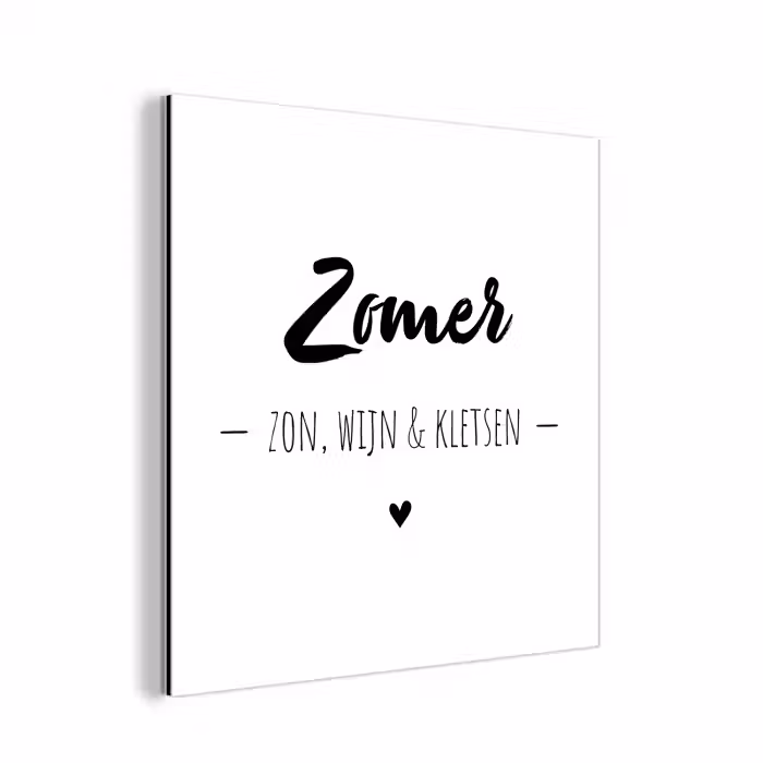 Zomer, zon, wijn & kletsen - Quotes - Tekst - Wijn - Zomer aluminium wit klein -3d