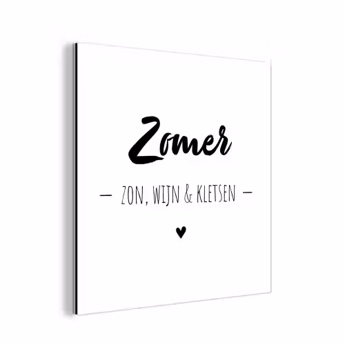 Zomer, zon, wijn & kletsen - Quotes - Tekst - Wijn - Zomer aluminium wit klein -3d