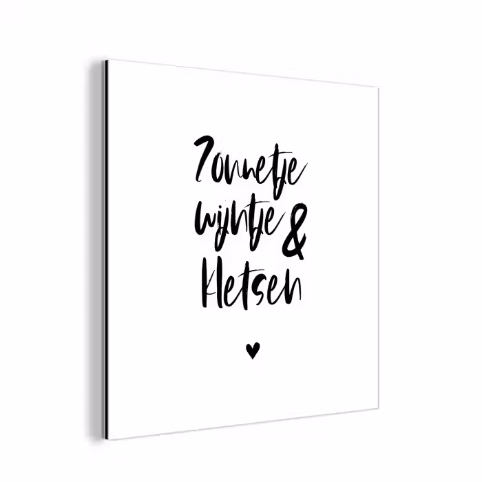 Zonnetje, wijntje & kletsen - Quotes - Tekst - Zomer - Wijn aluminium wit klein -3d