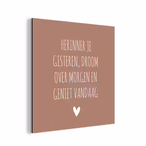 Spreuken - Herinner je gisteren droom over morgen en geniet vandaag - Quotes aluminium wit klein -3d