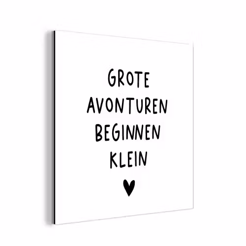 Spreuken - Grote avonturen beginnen klein - Quotes aluminium wit klein -3d