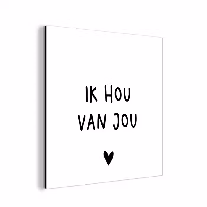 Spreuken - Ik hou van jou - Quotes aluminium wit klein -3d
