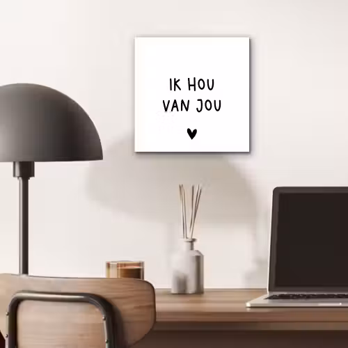 Spreuken - Ik hou van jou - Quotes aluminium wit klein -sfeer5
