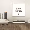 Spreuken - Ik hou van jou - Quotes aluminium wit klein -sfeer1