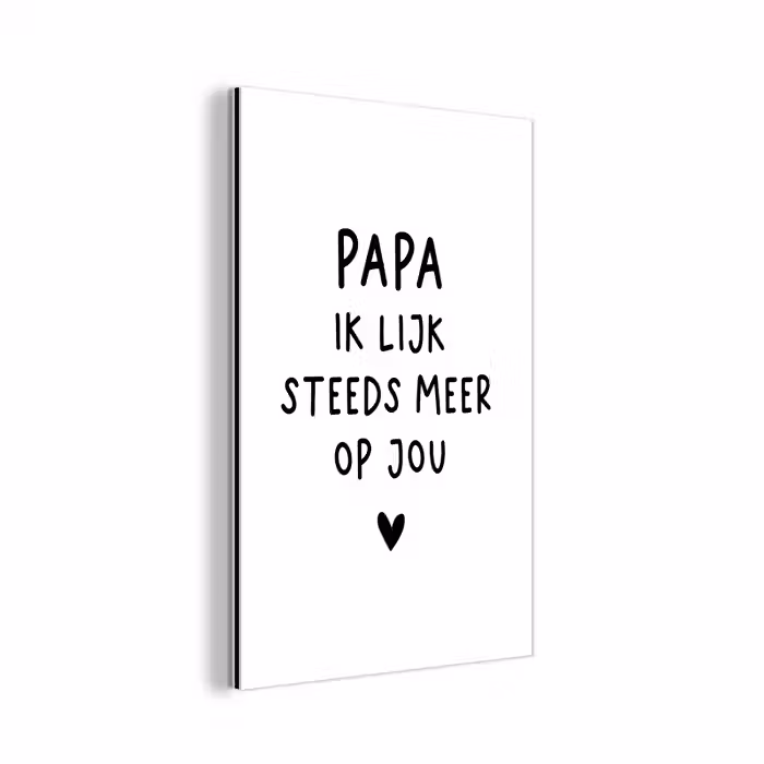 Spreuken - Papa - Papa ik lijk steeds meer op jou - Quotes - Stef Bos aluminium wit klein -3d