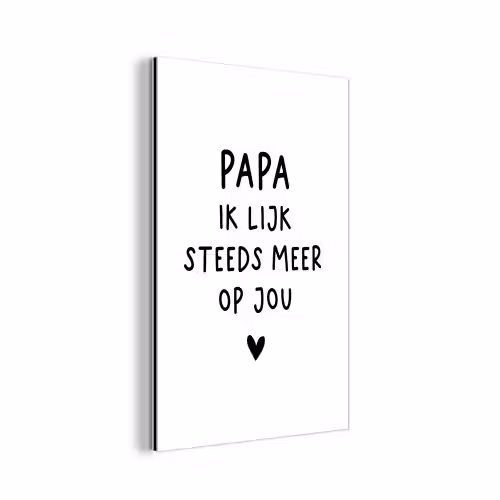 Spreuken - Papa - Papa ik lijk steeds meer op jou - Quotes - Stef Bos aluminium wit klein -3d
