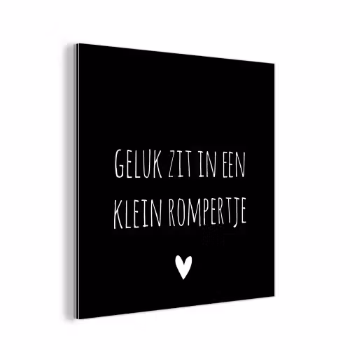Spreuken - Quotes - Geluk zit in een klein rompertje aluminium wit klein -3d