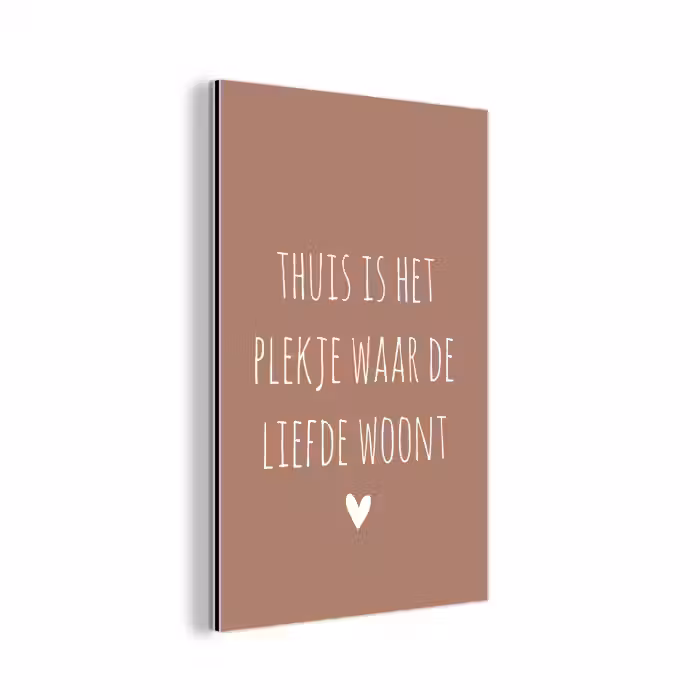 Spreuken - Thuis is het plekje waar de liefde woont - Quotes aluminium wit klein -3d