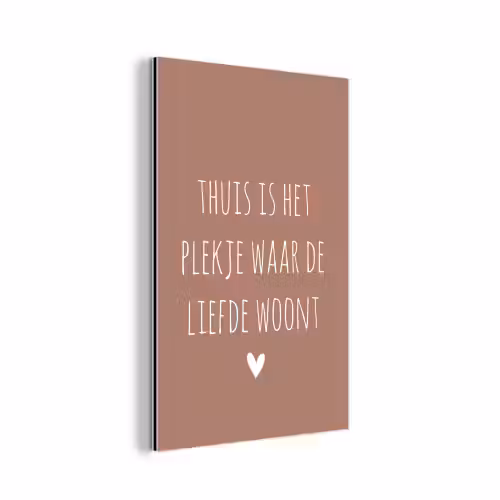 Spreuken - Thuis is het plekje waar de liefde woont - Quotes aluminium wit klein -3d