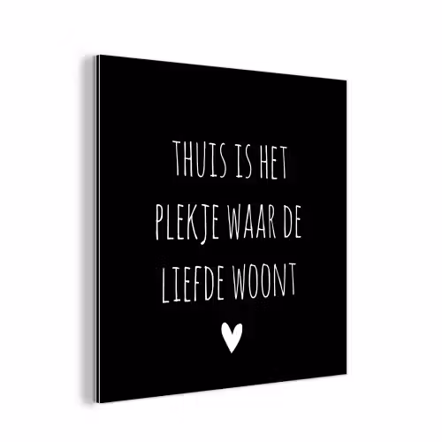 Spreuken - Thuis is het plekje waar de liefde woont - Quotes aluminium wit klein -3d