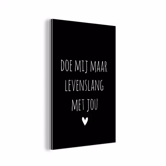 Spreuken - Doe mij maar levenslang met jou - Quotes aluminium wit klein -3d