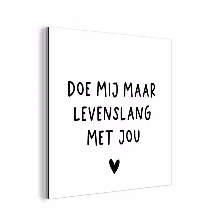 Spreuken - Doe mij maar levenslang met jou - Quotes aluminium wit klein -3d