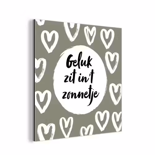 Tekst - geluk zit in 't zonnetje - Quotes - Geluk - Zon aluminium wit klein -3d