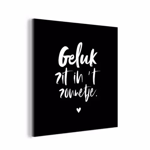 Tekst - Geluk zit in 't zonnetje - Quotes - Zomer - Zon aluminium wit klein -3d