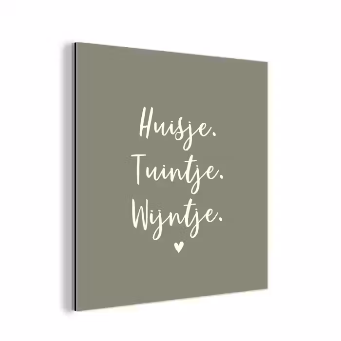 Tekst - Huisje, tuintje, wijntje - Thuis - Quotes - Wijn aluminium wit klein -3d