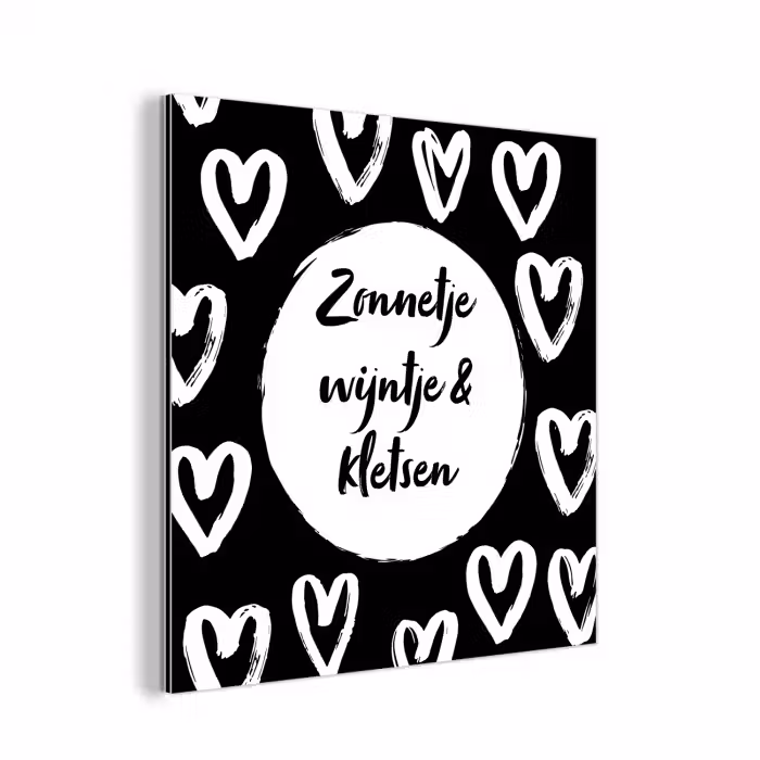 Tekst - Zonnetje, wijntje & kletsen - Quotes - Wijn - Tuin aluminium wit klein -3d