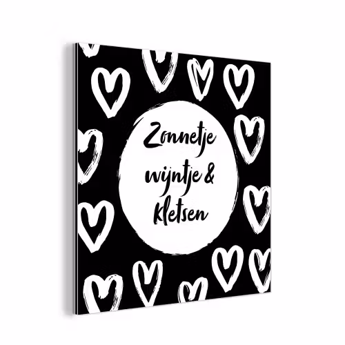 Tekst - Zonnetje, wijntje & kletsen - Quotes - Wijn - Tuin aluminium wit klein -3d