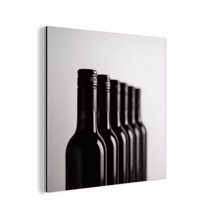 Alu-Dibond-Bild - Weinflaschen - Schwarz - Minimalistisch