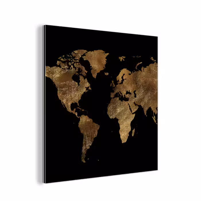 Alu-Dibond-Bild - Weltkarte - Gold - Luxus - Erde - Schwarz