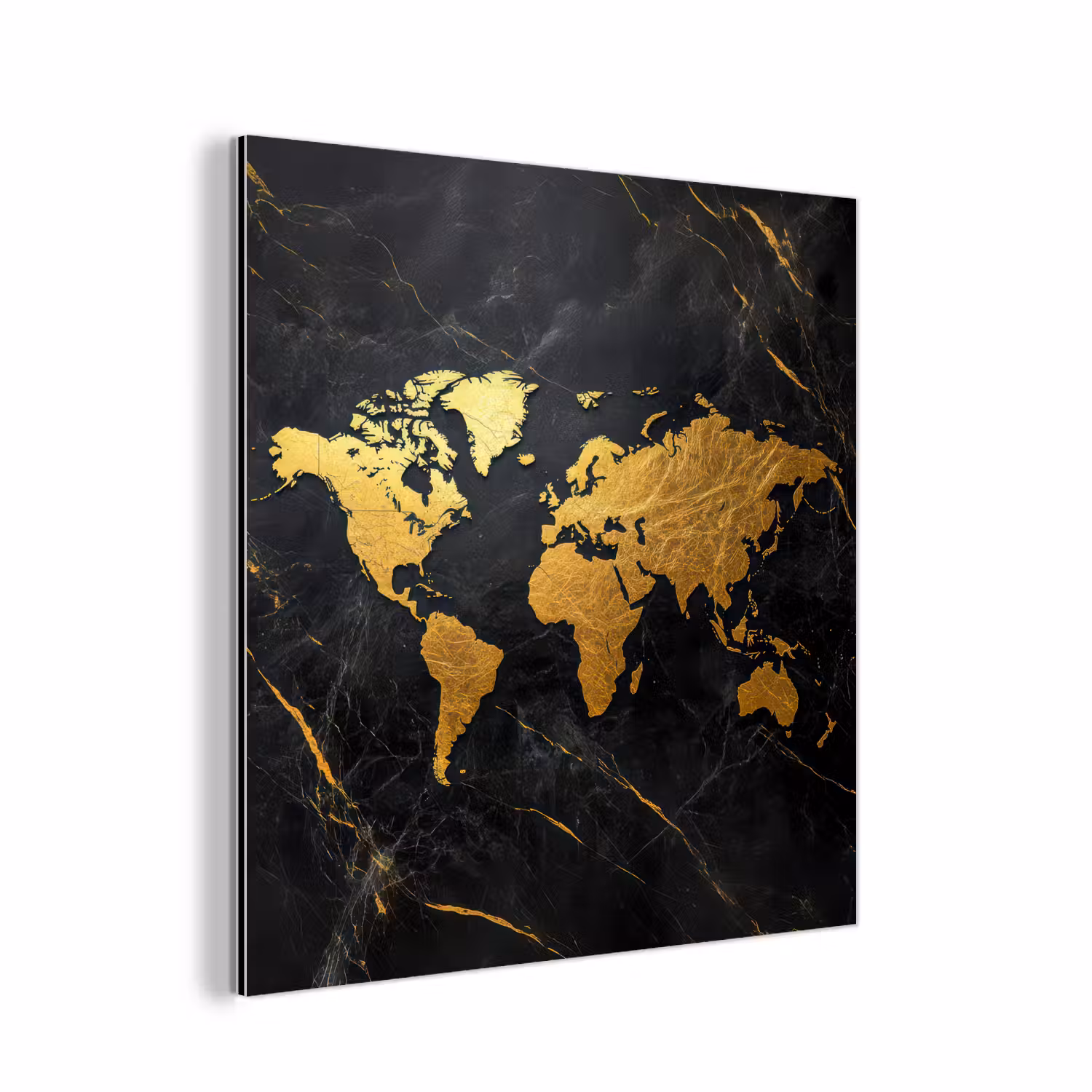 Alu-Dibond-Bild - Weltkarte - Gold - Marmor
