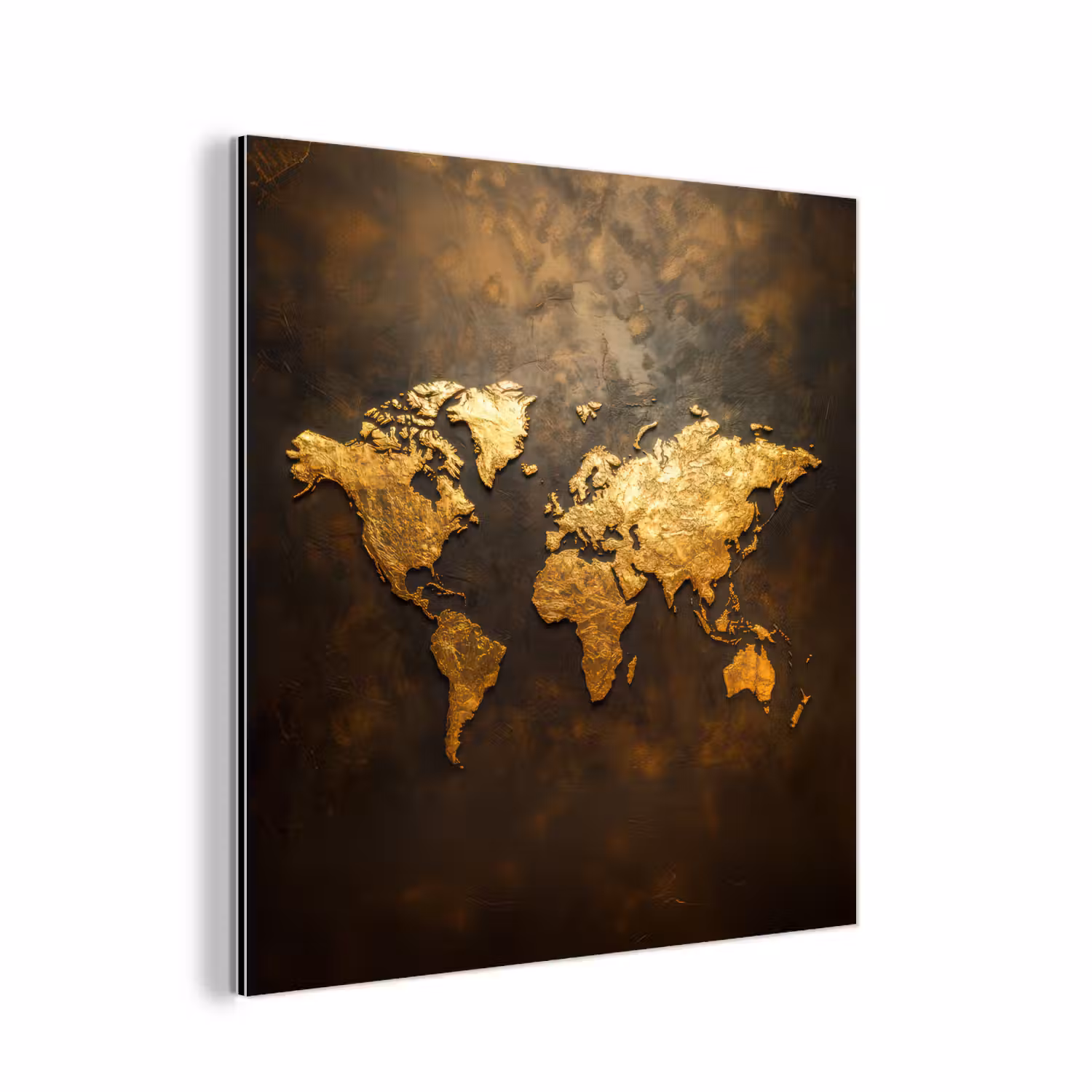 Alu-Dibond-Bild - Weltkarte - Gold - Rost