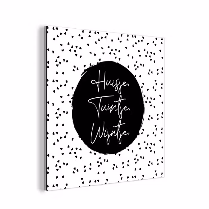Quotes - Huisje. Tuintje. Wijntje. - Wijn - Tekst aluminium wit klein -3d