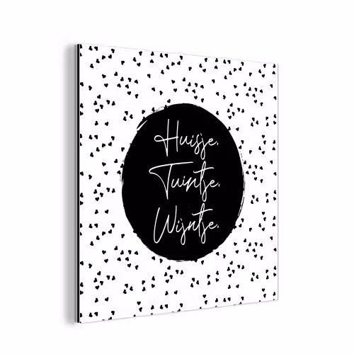 Quotes - Huisje. Tuintje. Wijntje. - Wijn - Tekst aluminium wit klein -3d
