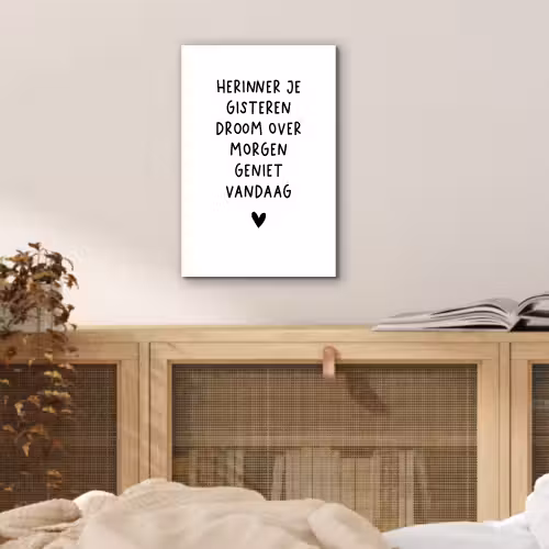 Quotes - Herinner je gisteren droom over morgen geniet vandaag - Spreuken aluminium wit klein -sfeer3