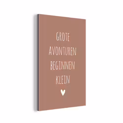 Quotes - Grote avonturen beginnen klein - Spreuken aluminium wit klein -3d