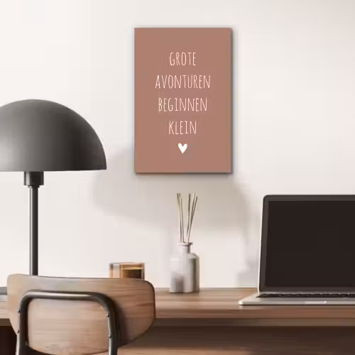 Quotes - Grote avonturen beginnen klein - Spreuken aluminium wit klein -sfeer5