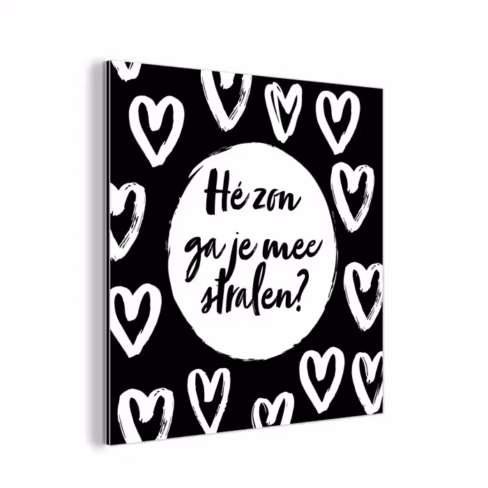 Quotes - Hé zon, ga je mee stralen? - Tekst - Zon - Zomer aluminium wit klein -3d