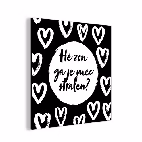 Quotes - Hé zon, ga je mee stralen? - Tekst - Zon - Zomer aluminium wit klein -3d