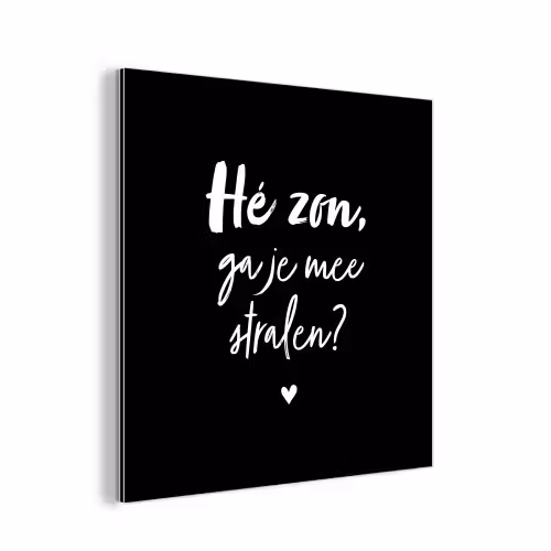 Quotes - Hé zon, ga je mee stralen? - Zomer - Tekst - Zon aluminium wit klein -3d
