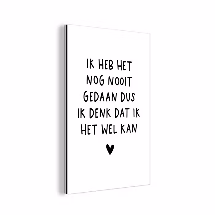 Quotes - Ik heb het nog nooit gedaan dus - Spreuken aluminium wit klein -3d