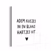 Quotes - Adem kusjes in en blaas hartjes uit - Spreuken aluminium wit klein -3d