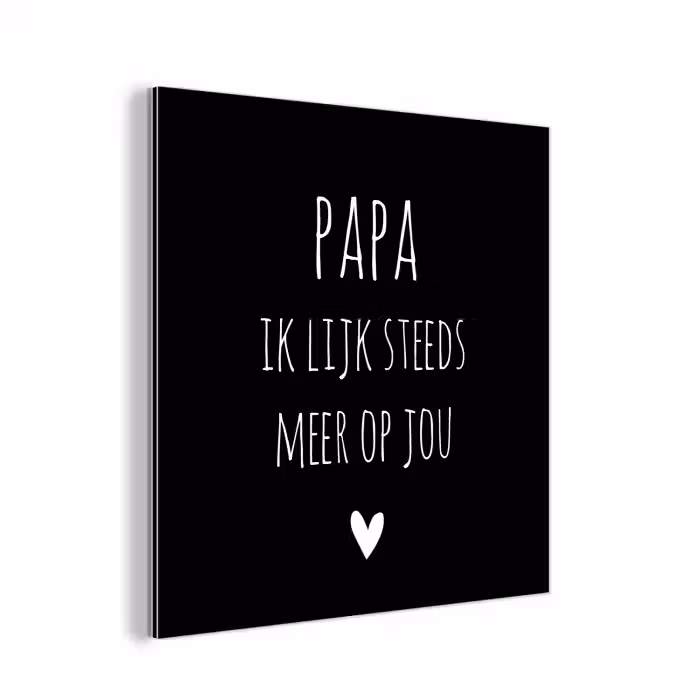 Quotes - Papa ik lijk steeds meer op jou - Stef Bos - Papa - Spreuken aluminium wit klein -3d