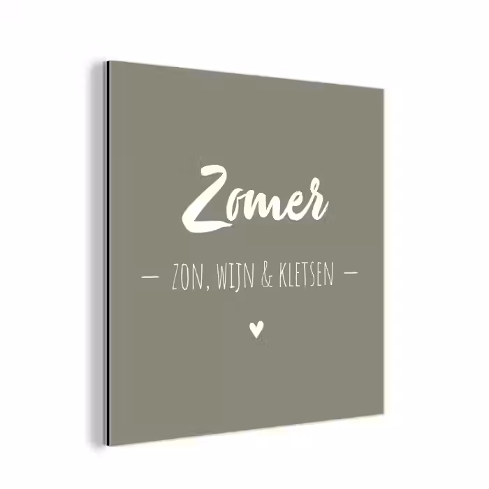 Quotes - Zomer, zon, wijn & kletsen - Tekst - Zomer aluminium wit klein -3d