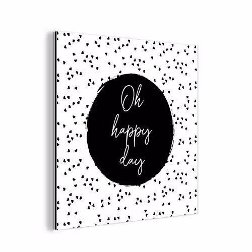 Quotes - Tekst - Oh happy day - Geluk aluminium wit klein -3d