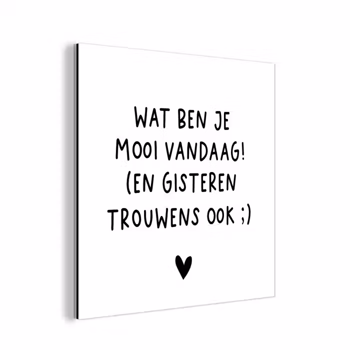 Quotes - Wat ben je mooi vandaag - Spreuken aluminium wit klein -3d