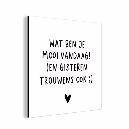 Quotes - Wat ben je mooi vandaag - Spreuken aluminium wit klein -3d