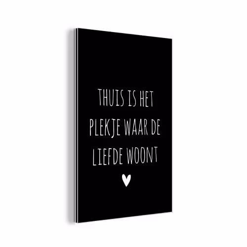 Quotes - Thuis is het plekje waar de liefde woont - Spreuken aluminium wit klein -3d