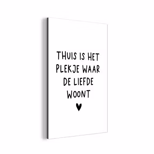Thuis is het plekje waar de liefde woont - Spreuken - Quotes aluminium wit klein -3d