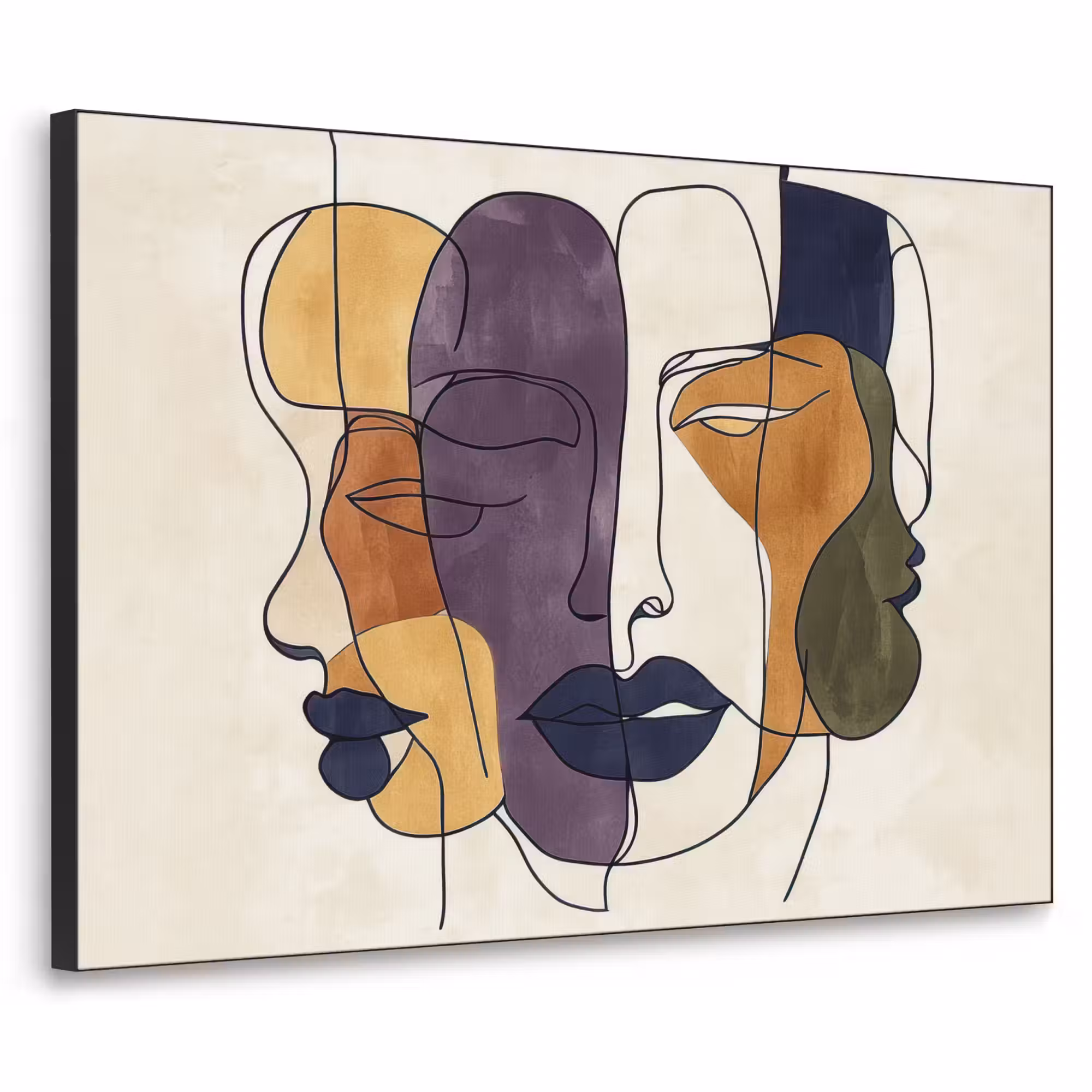 Art Frame - Abstrakt - Überlappende Gesichter - Lila - Dunkelgrün